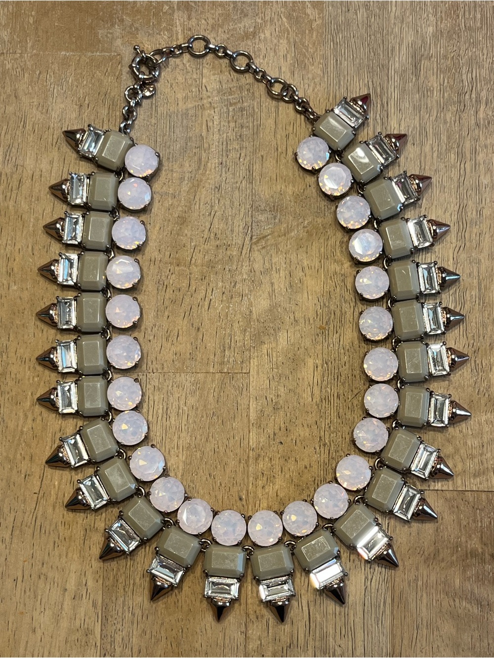 J. Crew Opalescent and Silver Spike Statement Necklace